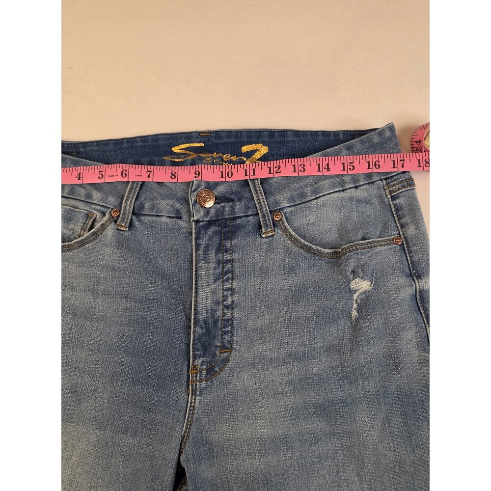 Seven7 Tummyless High Rise Slim Boot Jeans Women's 14 Light Wash Distressed - Picture 9 of 9